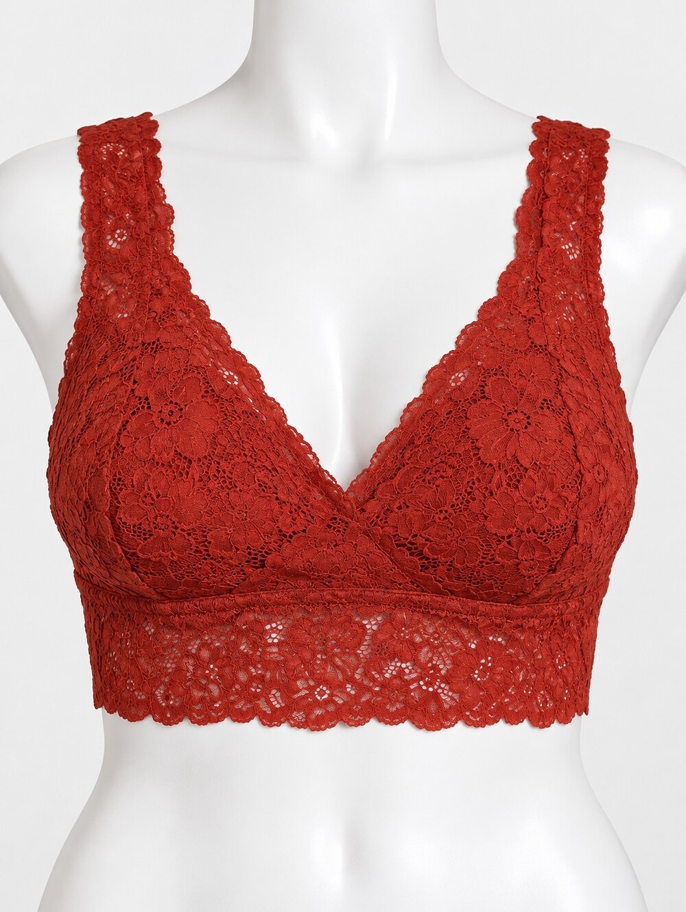 Aerie Rust Floral Lace Bralette Deep V Neck Boho Romantic Cottagecore